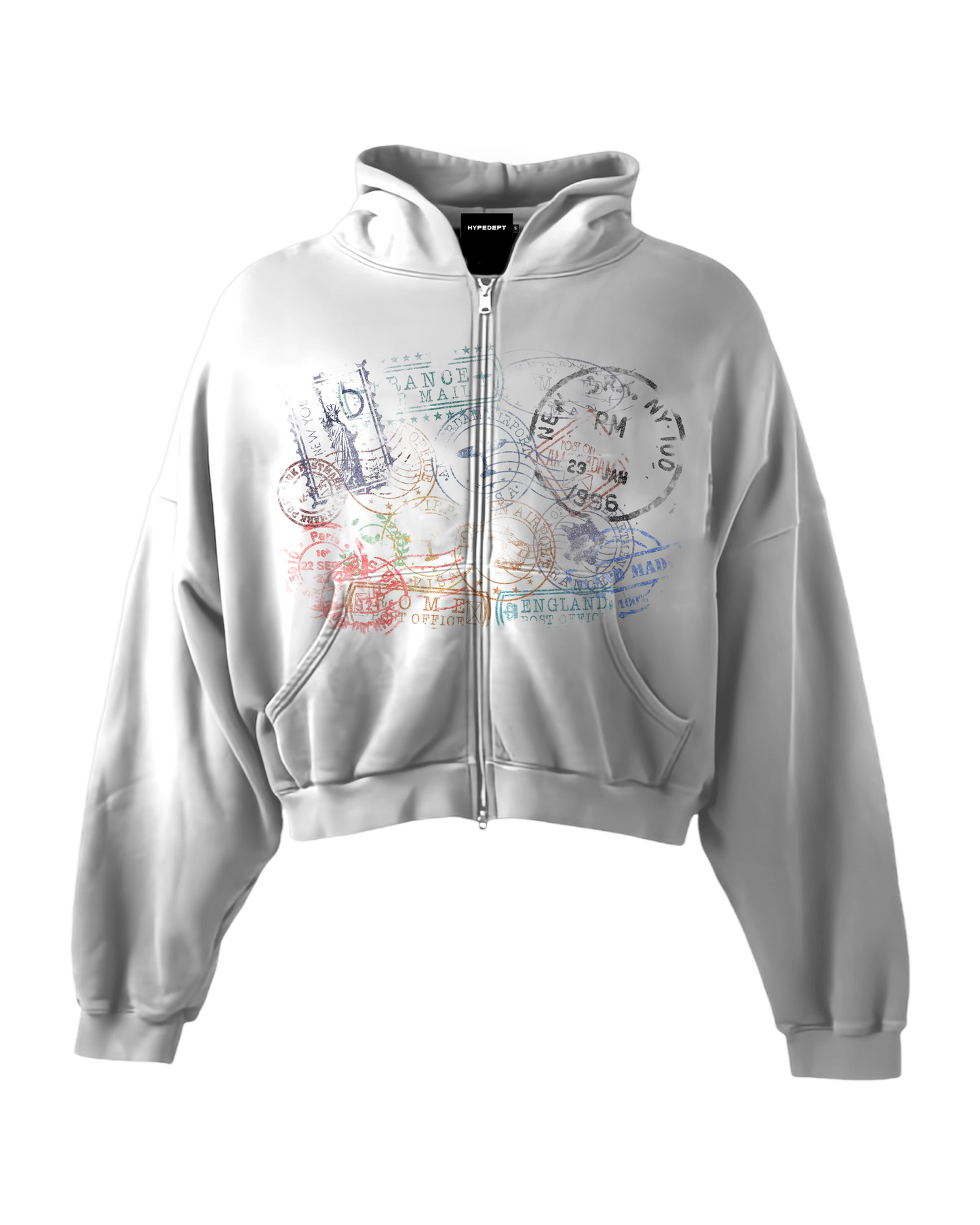 'STAMPS II' HEAVYWEIGHT BOXY ZIPUP HOODIE