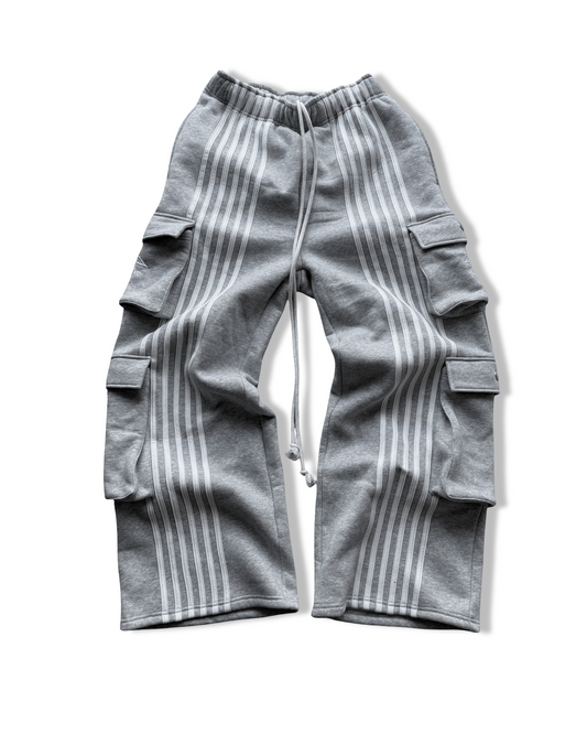 ARCHIVE CARGO STRIPE SWEATPANTS - GRAY