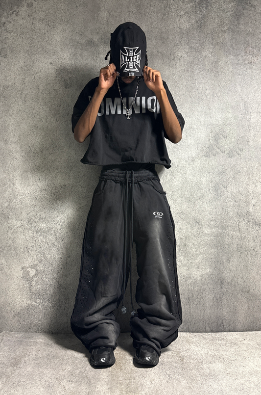 ARCHIVE ONYX RHINESTONE SWEATPANTS - BLACK