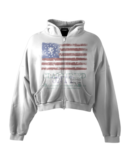 'CLASSIFIED' HEAVYWEIGHT BOXY ZIPUP HOODIE
