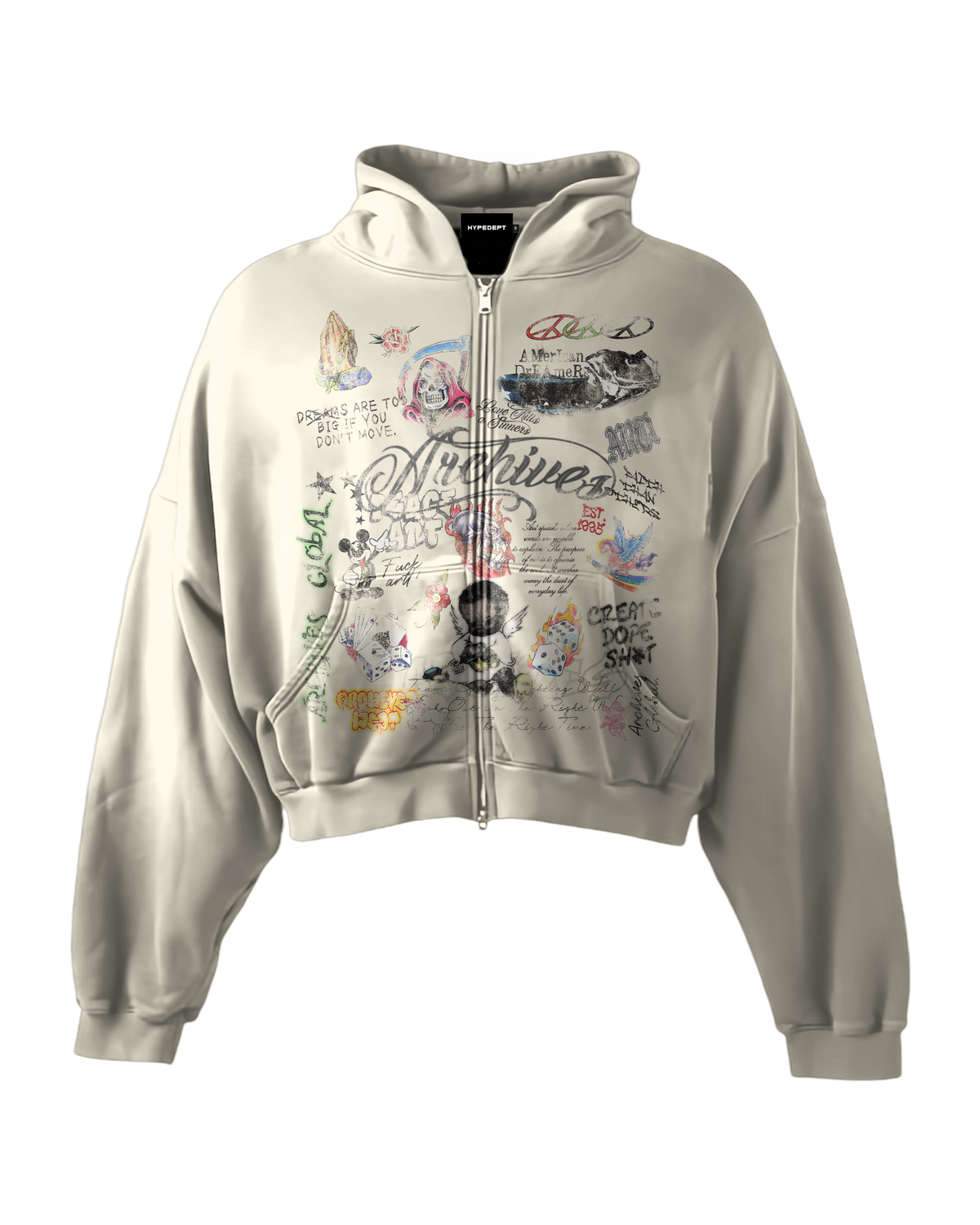 'GRAFFITI DREAMS' HEAVYWEIGHT BOXY ZIPUP HOODIE