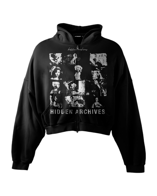 'HIDDEN ARCHIVES' HEAVYWEIGHT BOXY ZIPUP HOODIE