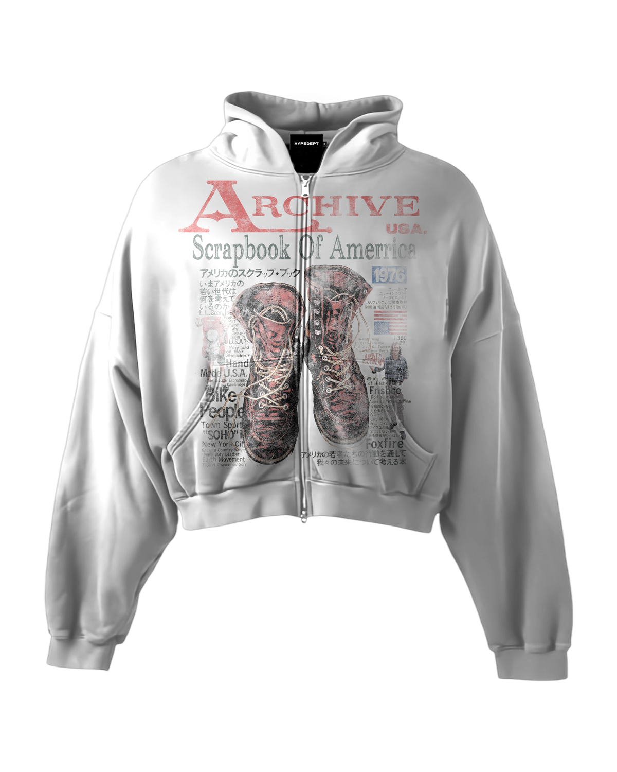 'SCRAPBOOK OF AMERICA' HEAVYWEIGHT BOXY ZIPUP HOODIE