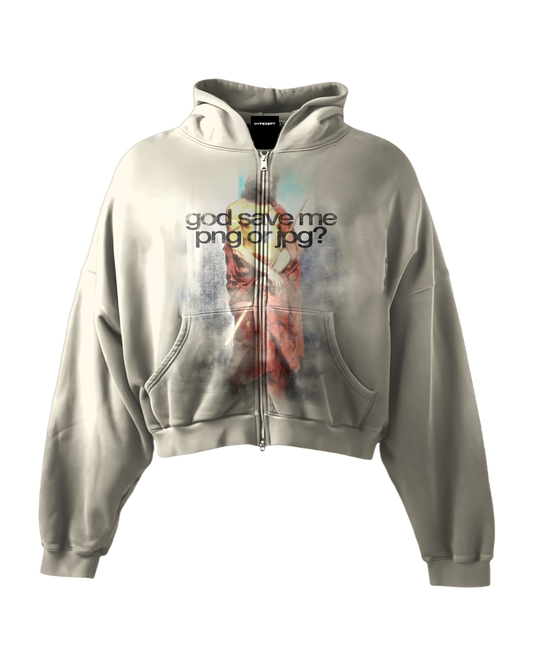 'SAVE ME' HEAVYWEIGHT BOXY ZIPUP HOODIE