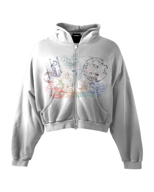 'STAMPS II' HEAVYWEIGHT BOXY ZIPUP HOODIE